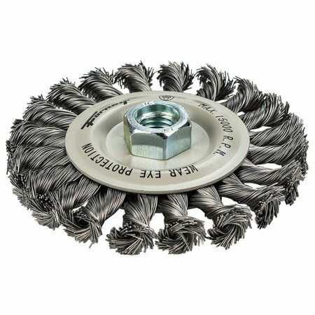 Forney Command PRO Wire Wheel, Knotted, 4-1/2 in x .020 in x 5/8 in-11 72812